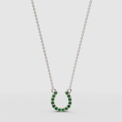 Emerald Horseshoe Pendant Necklace With Chain - Three