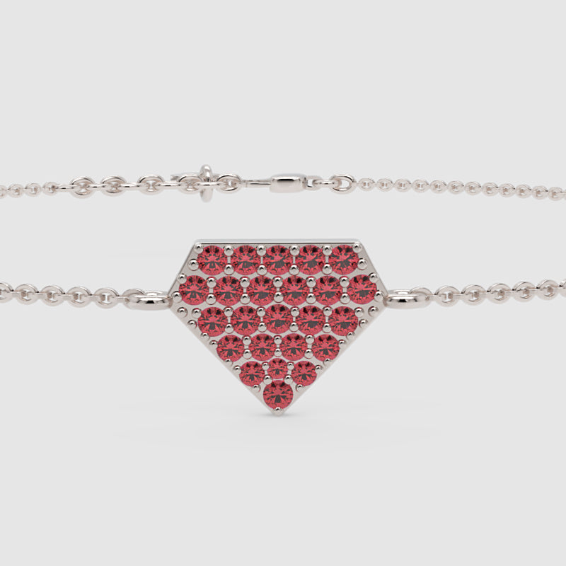 Pav Ruby Hexagon Pendant Bracelet - Six