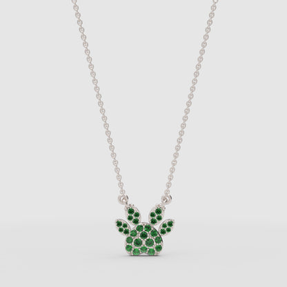 Emerald Paw Print Pendant Necklace - Three