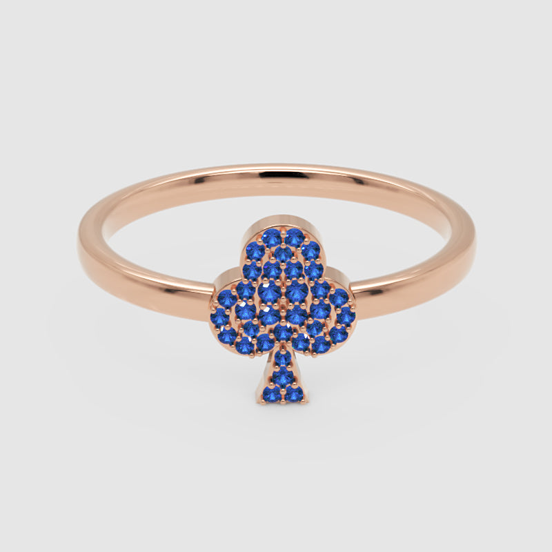 Blue Sapphire Clover Stackable Ring - Six