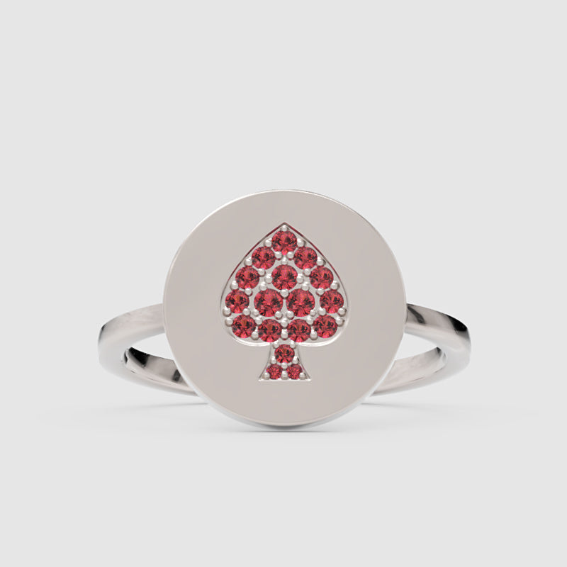 Ruby Spade Disc Signet Ring - Six
