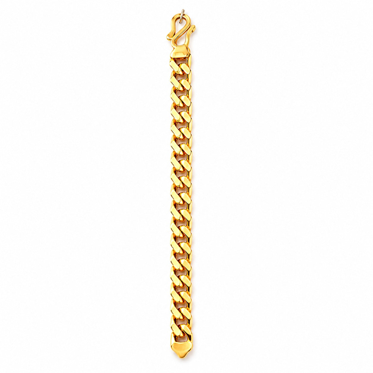 Chunky Cuban Link Chain Bracelet With S Hook - One