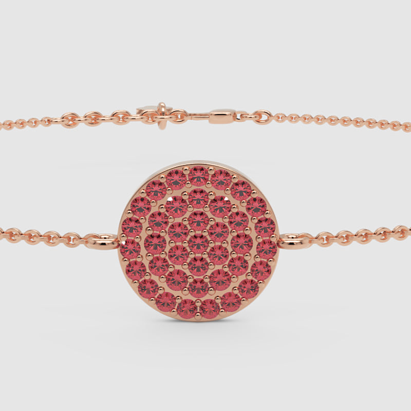 Pav Red Crystal Disc Chain Bracelet - Six