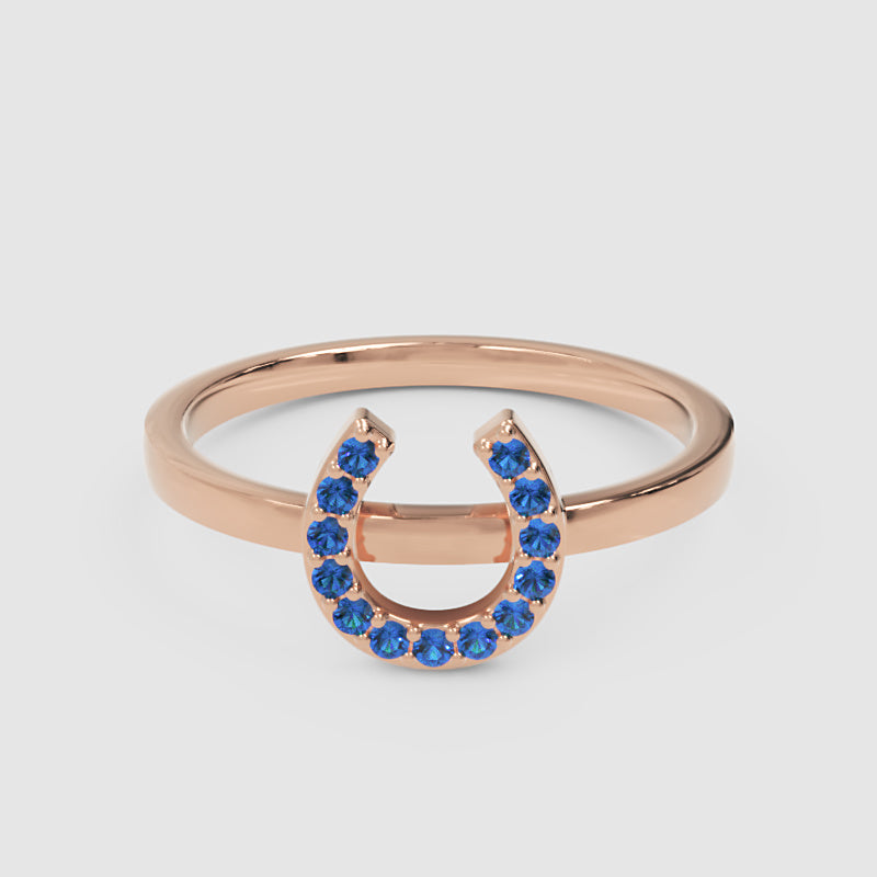 Blue Crystal Horseshoe Ring - Six