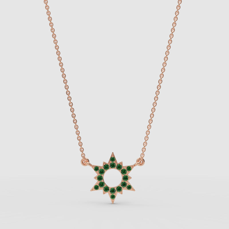 Green Crystal Star Pendant Necklace - Three