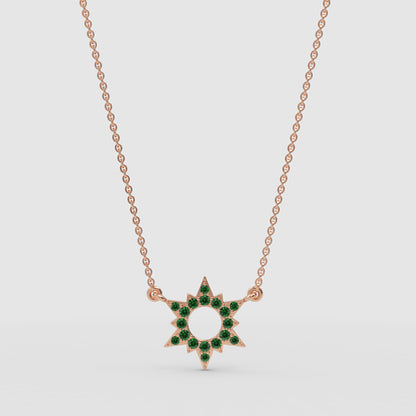Green Crystal Star Pendant Necklace - Three