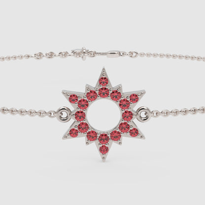 Pink Crystal Starburst Bracelet With Open Center Design - Six