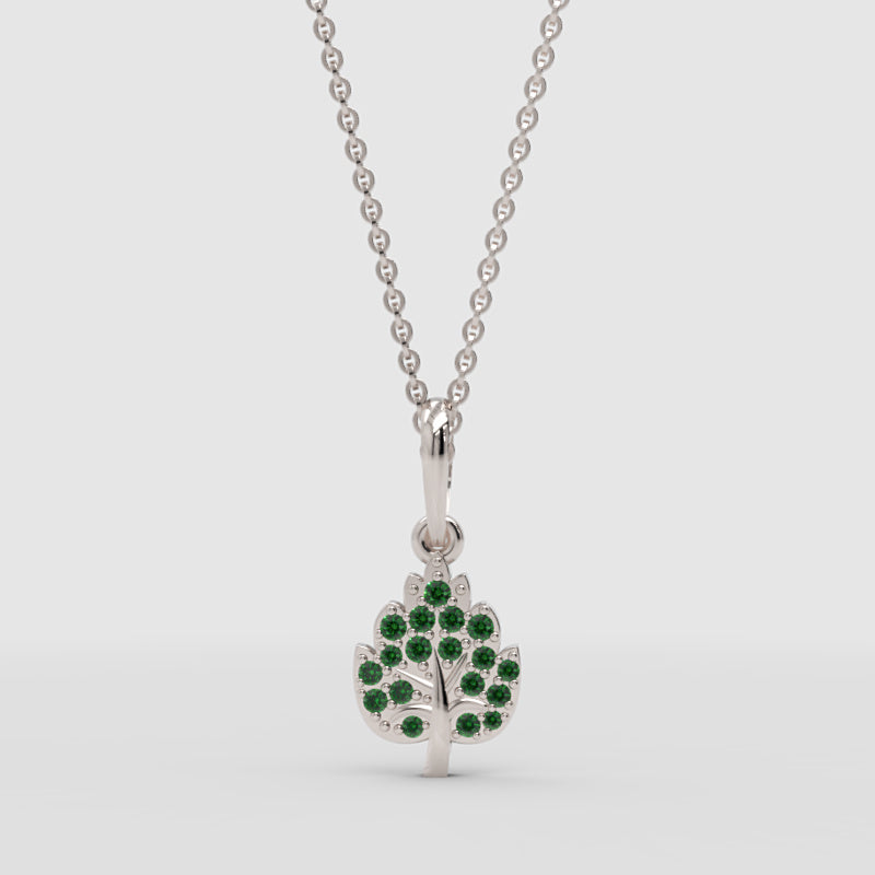 Emerald Tree Of Life Pendant Necklace With Chain - Three