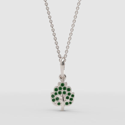Emerald Tree Of Life Pendant Necklace With Chain - Three