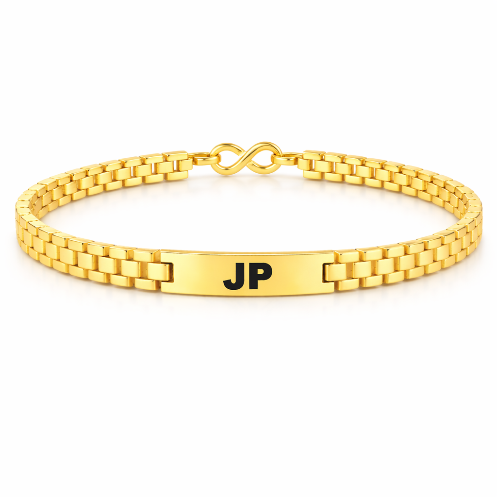 Engravable Id Bracelet With Panther Link Chain - Three