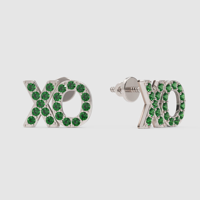 Xo Emerald Pav Stud Earrings - Four