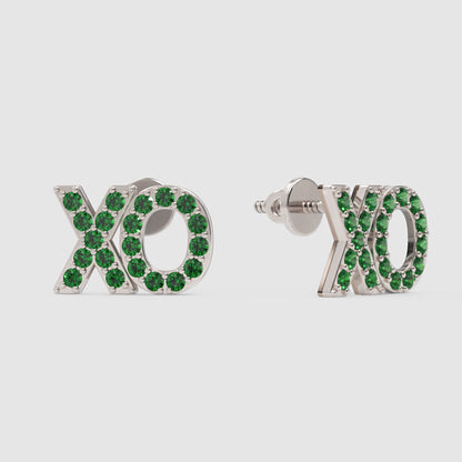 Xo Emerald Pav Stud Earrings - Four