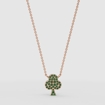 Emerald Pav Clover Pendant Necklace - Four