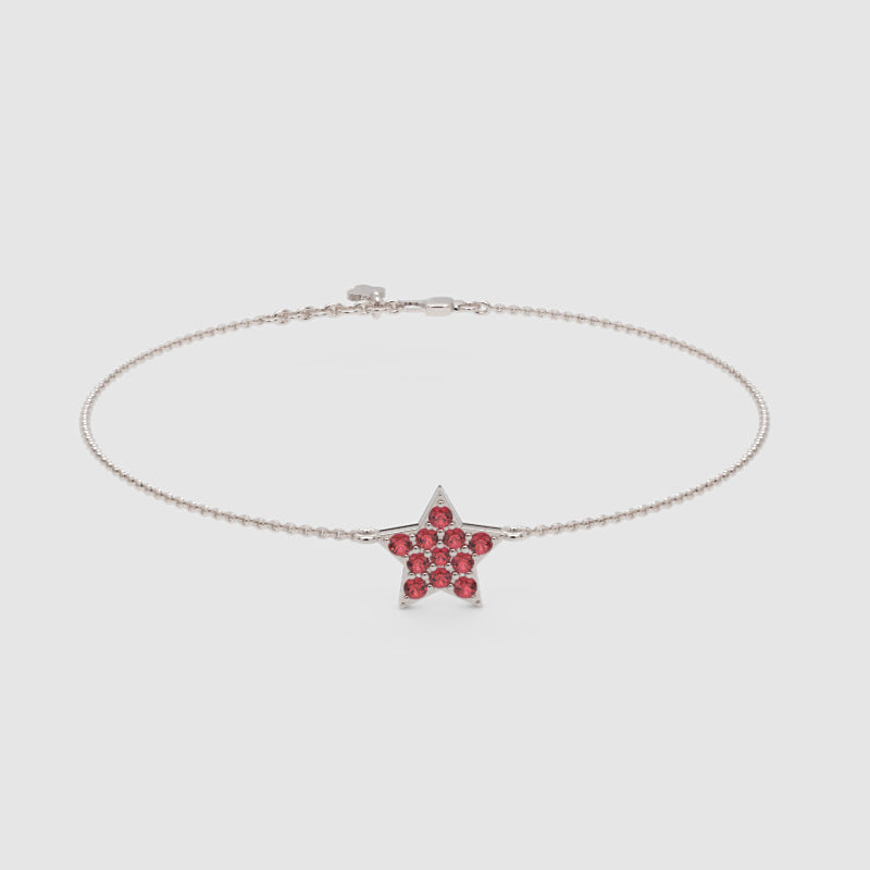 Ruby Star Pendant Bracelet With Double Chain Design - Seven
