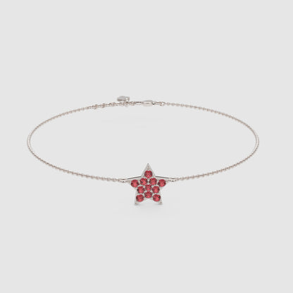 Ruby Star Pendant Bracelet With Double Chain Design - Seven