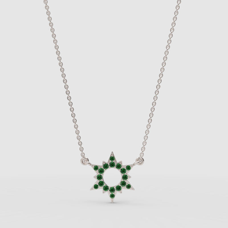 Green Crystal Star Pendant Necklace - Four