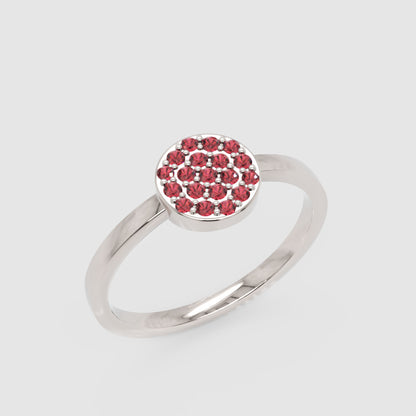 Red Garnet Pav Cluster Ring Rose Tone Stackable Band - Seven