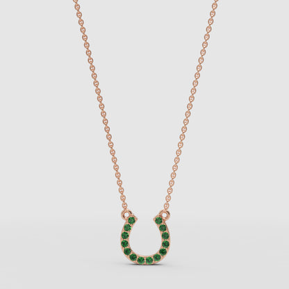 Emerald Horseshoe Pendant Necklace With Chain - Four