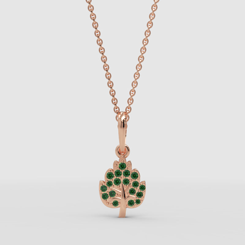 Emerald Tree Of Life Pendant Necklace With Chain - Four
