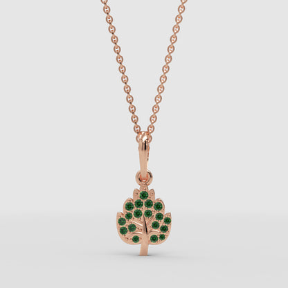 Emerald Tree Of Life Pendant Necklace With Chain - Four
