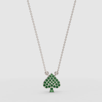 Green Crystal Spade Pendant Necklace - Three