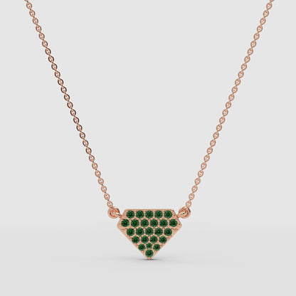 Emerald Pav Triangle Pendant Necklace - Four