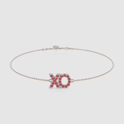 Xo Pink Crystal Bracelet With Adjustable Chain - Seven