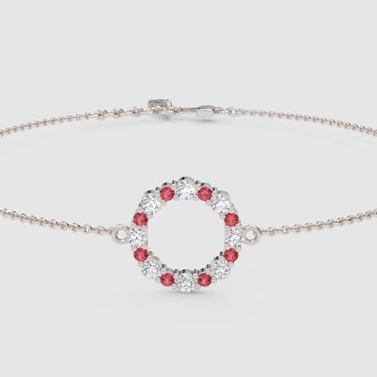 Ruby And Diamond Open Circle Bracelet - Seven