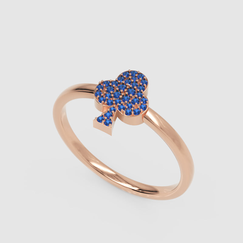 Blue Sapphire Clover Stackable Ring - Seven