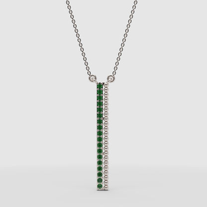Emerald Vertical Bar Pendant Necklace With Beaded Detail - Four