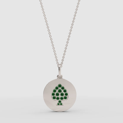 Emerald Spade Disc Pendant Necklace - Four