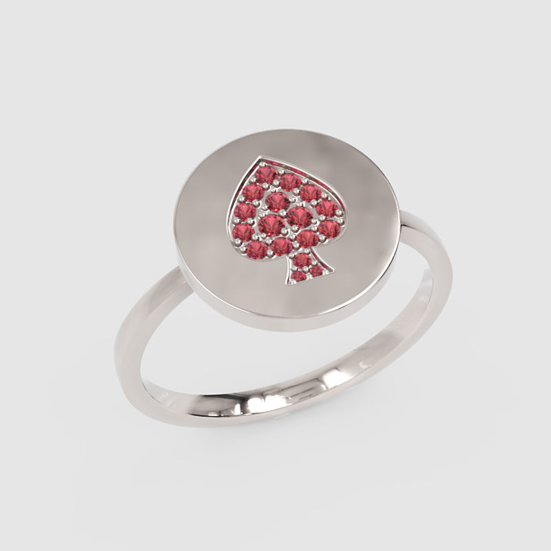 Ruby Spade Disc Signet Ring - Seven
