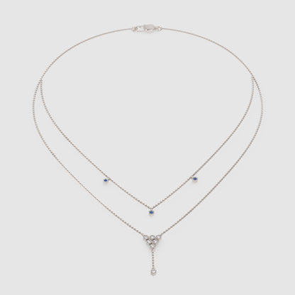 Layered Blue Sapphire And Diamond Honeycomb Ynecklace - Seven