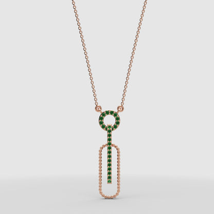 Emerald Geometric Link Pendant Necklace - Four