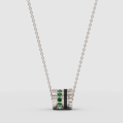 Emerald And Black Enamel Barrel Pendant Necklace - Four