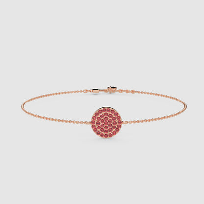 Pav Red Crystal Disc Chain Bracelet - Seven