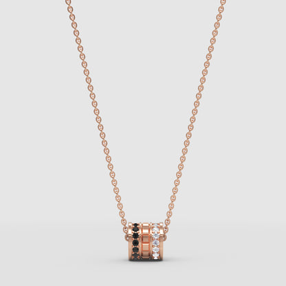 Minimal Black Gemstone Barrel Pendant | Diamond Necklace In White Gold | Jebij - Four