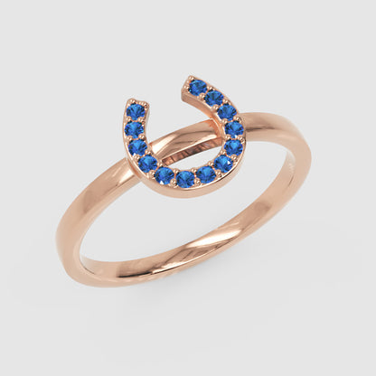 Blue Crystal Horseshoe Ring - Seven
