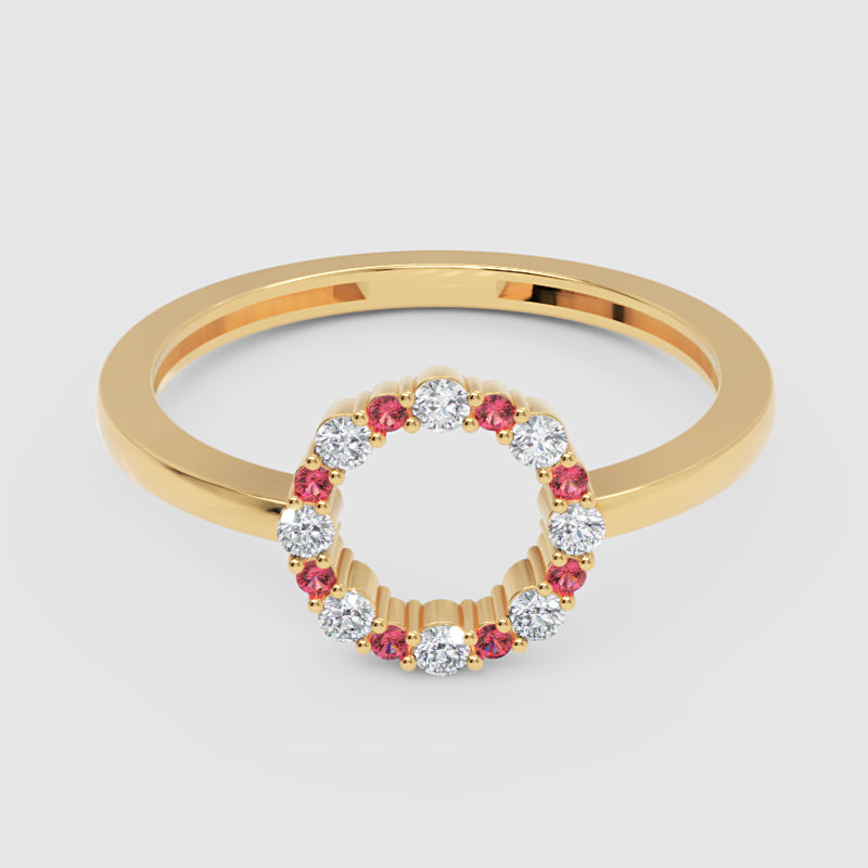 Open Circle Pink Sapphire And Diamond Ring - Seven