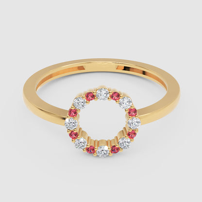 Open Circle Pink Sapphire And Diamond Ring - Seven