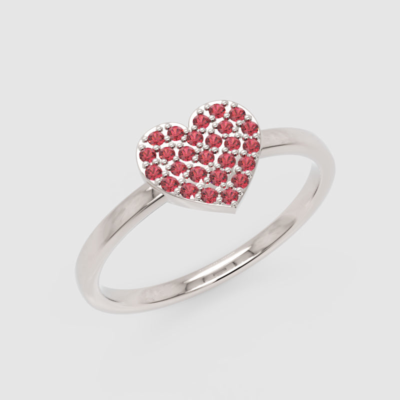 Pav Ruby Heart Ring In Rose Tone - Seven