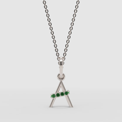 Emerald Initial Letter A Pendant Necklace - Four