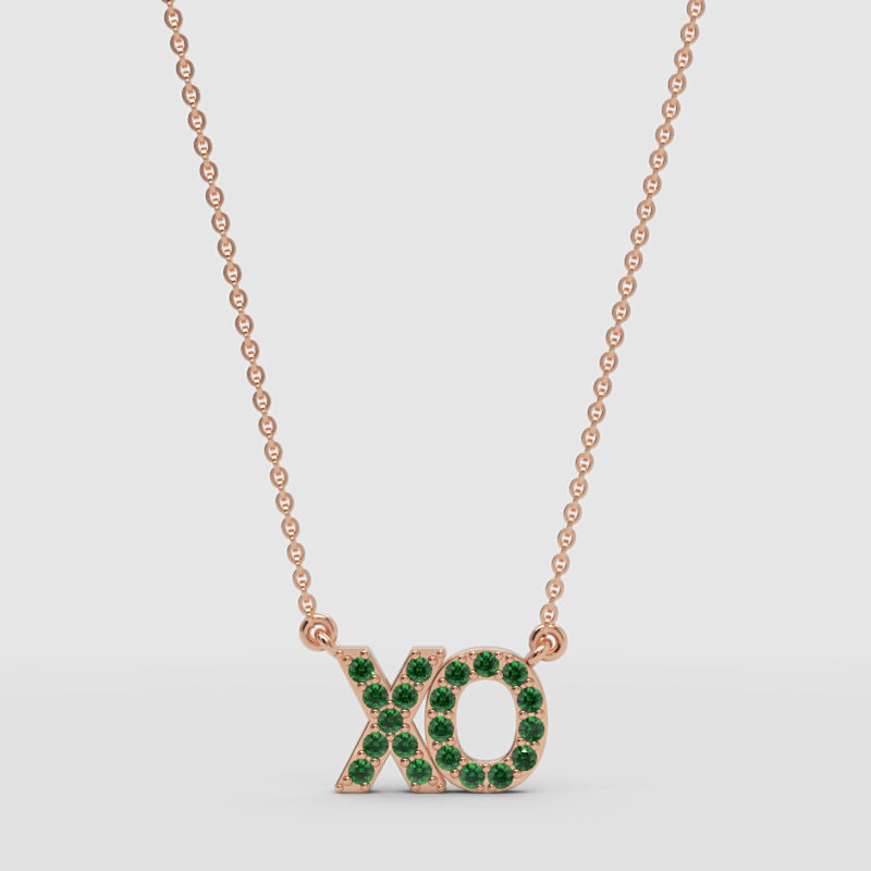 Xo Hugs And Kisses Emerald Crystal Pendant Necklace - Four