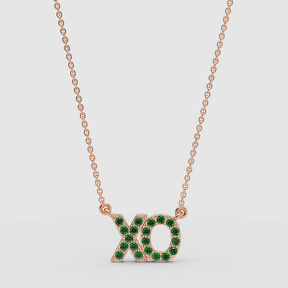 Xo Hugs And Kisses Emerald Crystal Pendant Necklace - Four