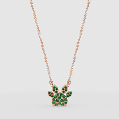 Emerald Paw Print Pendant Necklace - Four