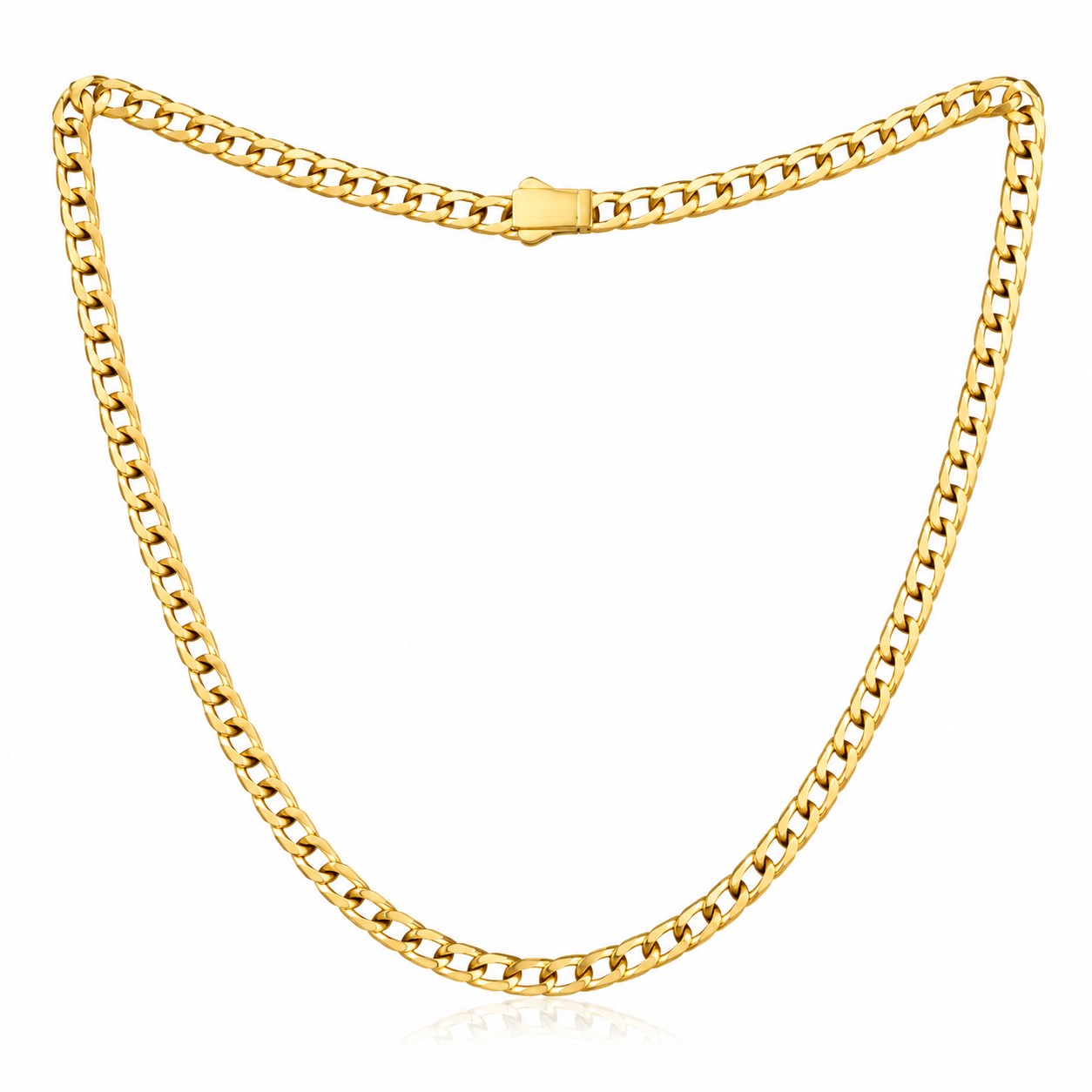 Cuban Link Chain Necklace With Box Clasp  20 Inch Statement Jewelry - Four