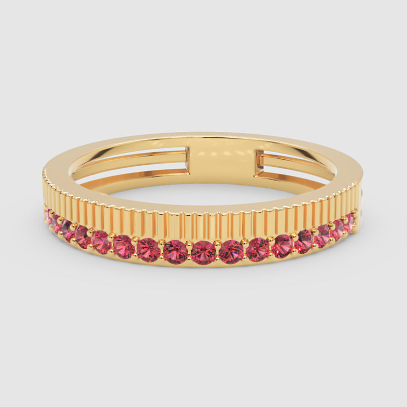 Gold Ruby Band Ring 4Mm – Minimal Textured Stackable Ring | Jebij - One