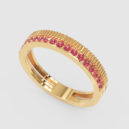 Gold Ruby Band Ring 4Mm – Minimal Textured Stackable Ring | Jebij - Three