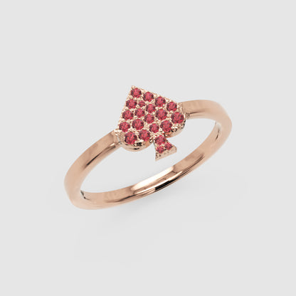 Ruby Spade Stackable Ring Rose Tone Pav Design - Three