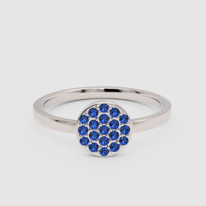 Blue Sapphire Cluster Pav Ring - One